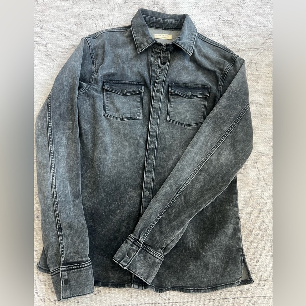 NWOT All Saints Charcoal Denim Shirt